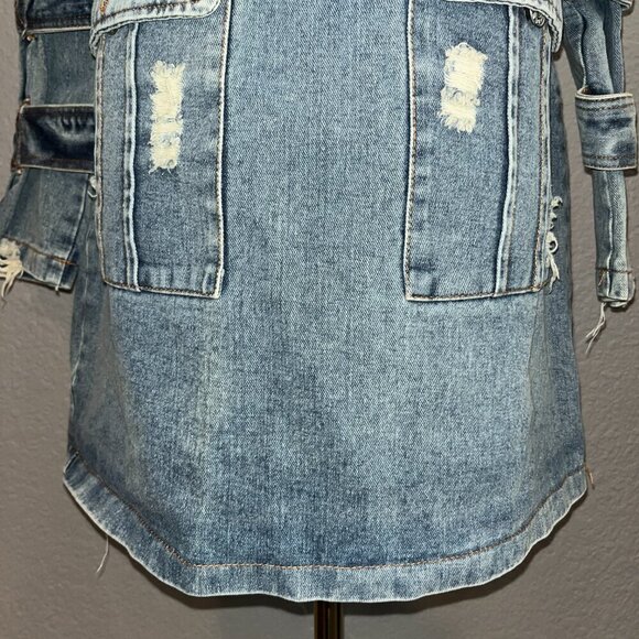 OOOK - I HEART DIY Blue Denim Jean Grunge Dress Recycled Redesigned Repurposed M - Picture 5 of 14